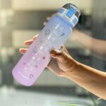 1.1L Motivational Water Bottle with Time Marker for Fitness Gym Blue| Sports Equipment | Outdoor Sports Gear | Exercise Gear - Image 9