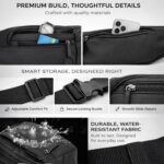 Waist Bag for Men Women, Large Fanny Pack with Waterproof Pocket, Premium Stitching, Branded Zippers, Oxford Polyester Money Belt for Hiking Travel (Black) - Image 3