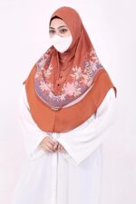 Women's Floral Printed Hijab with Georgette Border | Ready-to-Wear Modest Headscarf | Lightweight Soft Fabric Instant Hijab | Elegant Scarf for Prayer and Occasions - Image 4