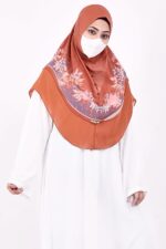 Women's Floral Printed Hijab with Georgette Border | Ready-to-Wear Modest Headscarf | Lightweight Soft Fabric Instant Hijab | Elegant Scarf for Prayer and Occasions - Image 5