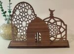 Haoser 3 Pcs Wooden Mosque Design Table Decoration Set | Islamic Home Decor | Ramadan & Eid Decoration | Islamic Tabletop Decor with Base | 7.5 Inch - Image 3