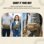 CARRY TRIP Tactical Waist Bag for Men - Military Fanny Pack with Adjustable Strap, Multiple Pockets & Molle Design - Outdoor Camping, Hiking, Travel, Chest Pouch Utility Sling Belt Bag (Brown) - Image 4