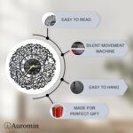 AUROMIN Metal Surah Al Ikhlas Islamic Wall Clock for Living Room | Muslim Arabic Calligraphy Wall Clock for Home Decor | Big Size Stylish Islamic Wall Decorative Item for Muslims - Image 3