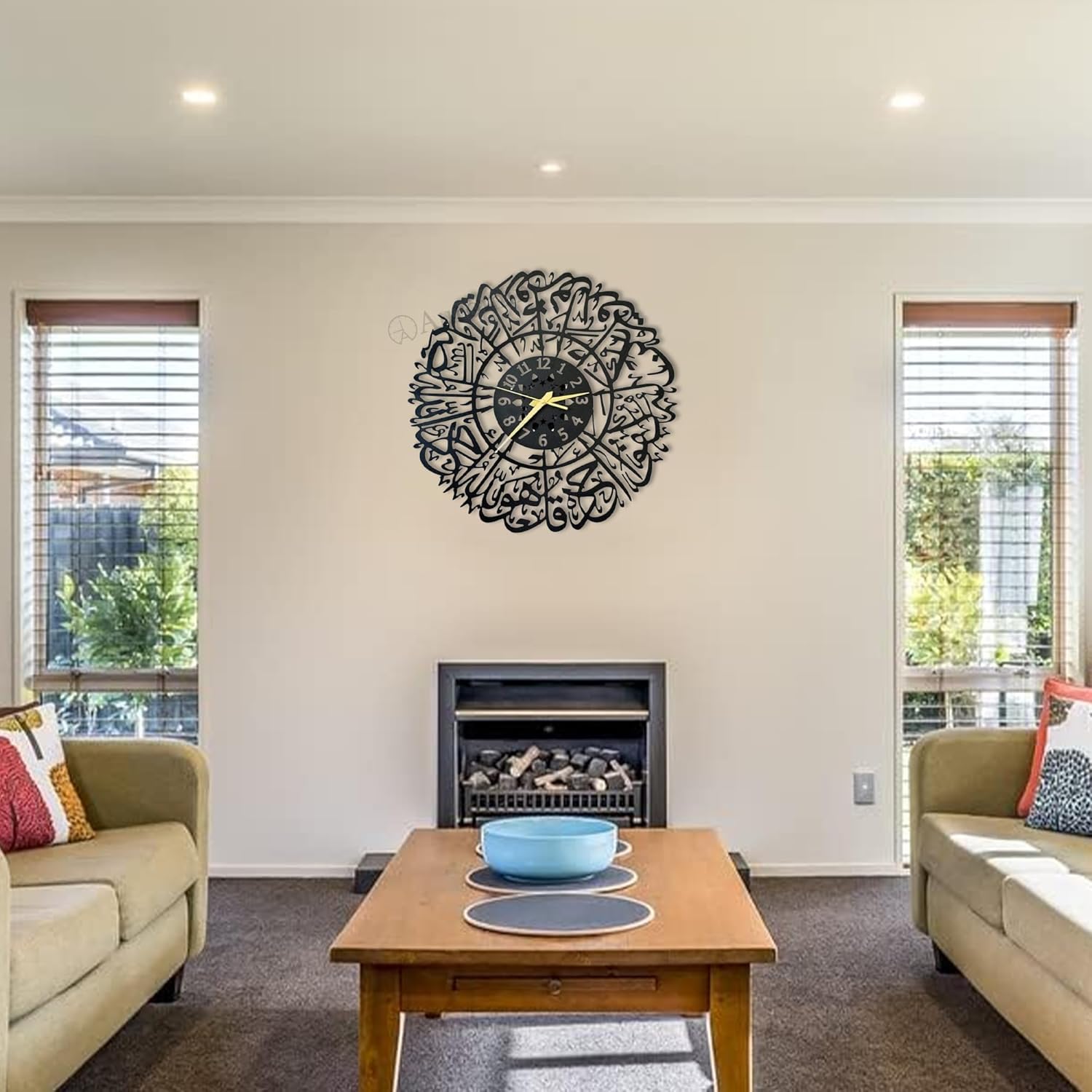 AUROMIN Metal Surah Al Ikhlas Islamic Wall Clock for Living Room | Muslim Arabic Calligraphy Wall Clock for Home Decor | Big Size Stylish Islamic Wall Decorative Item for Muslims - Image 4