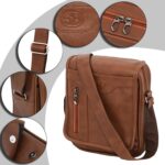 Storite PU Leather Small Sling Bag For Man Side Bag Crossbody Travel Office Business Messenger One Side Shoulder Bag for Men & Women - Tan Brown (20 x 7 x 25.5 Cm) - Image 5