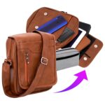 Storite PU Leather Small Sling Bag For Man Side Bag Crossbody Travel Office Business Messenger One Side Shoulder Bag for Men & Women - Tan Brown (20 x 7 x 25.5 Cm) - Image 7