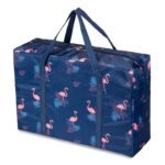 Travel Duffel Bag Foldable Flight Bag Travel Luggage Bag Travel Duffle Tote Bag Waterproof Luggage Organizer Storage (Blue- Flamingo) - Image 3