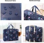Travel Duffel Bag Foldable Flight Bag Travel Luggage Bag Travel Duffle Tote Bag Waterproof Luggage Organizer Storage (Blue- Flamingo) - Image 4