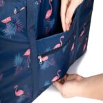 Travel Duffel Bag Foldable Flight Bag Travel Luggage Bag Travel Duffle Tote Bag Waterproof Luggage Organizer Storage (Blue- Flamingo) - Image 6