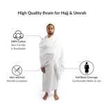 Premium Men's Ihram Set for Hajj & Umrah - 2-Piece White Non Stitched 100% Cotton Towels | Ehram Ahram | Lightweight, Breathable & Comfortable | Reusable | Shariah Compliant - Image 3