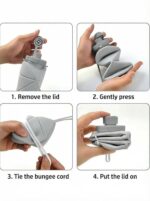 Portable Silicone Water Bottle -600 ML (Grey) - Image 4