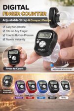 KTRIO Digital Finger Counter – Electronic Hand Tally Counter with Adjustable Strap, LCD Display & Reset Button | Portable Japa Counter for Chanting, Meditation, Sports & Score Tracking (Pack of 4) - Image 3