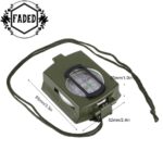 FADED Professional Lensatic Sighting Compass with Carrying Case | Waterproof & Shakeproof Military-Style Compass for Hiking, Camping, Outdoor Survival & Adventure (Army Green) - Image 3