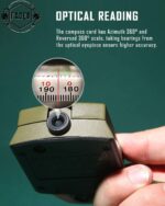 FADED Professional Lensatic Sighting Compass with Carrying Case | Waterproof & Shakeproof Military-Style Compass for Hiking, Camping, Outdoor Survival & Adventure (Army Green) - Image 6