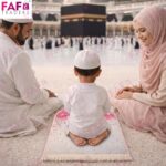 FAF Girl & Boy Velvet Prayer Mat | Children janamaz Prayer Rug for Kids (upto 3 years) | Soft Thick Namaz Mat, Portable Travel Janemaaz | Mussalla for Home, Mosque & Ramzan, Hajj and Umrah (Duo color) - Image 4