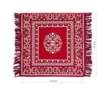 Velvet Motif Prayer Mat 2x2 Ft | Traditional Asana Pooja Mat for Sitting | Meditation Assan Mat | Multipurpose Area Rug, 62x62 cm - 24x24 Inches, Red - Image 3