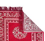 Velvet Motif Prayer Mat 2x2 Ft | Traditional Asana Pooja Mat for Sitting | Meditation Assan Mat | Multipurpose Area Rug, 62x62 cm - 24x24 Inches, Red - Image 4