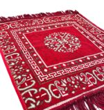 Velvet Motif Prayer Mat 2x2 Ft | Traditional Asana Pooja Mat for Sitting | Meditation Assan Mat | Multipurpose Area Rug, 62x62 cm - 24x24 Inches, Red - Image 5