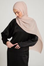 AN NISA (THE WOMAN) POIOTITA - Sunset Beige Scarf for Women | Georgette Chiffon Blend Dupatta | Hijab Head Wrap Stole | Size - 180x70cm | Soft Breathable Lightweight - Image 4