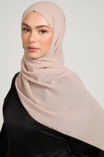 AN NISA (THE WOMAN) POIOTITA - Sunset Beige Scarf for Women | Georgette Chiffon Blend Dupatta | Hijab Head Wrap Stole | Size - 180x70cm | Soft Breathable Lightweight - Image 5