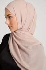 AN NISA (THE WOMAN) POIOTITA - Sunset Beige Scarf for Women | Georgette Chiffon Blend Dupatta | Hijab Head Wrap Stole | Size - 180x70cm | Soft Breathable Lightweight - Image 6