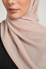 AN NISA (THE WOMAN) POIOTITA - Sunset Beige Scarf for Women | Georgette Chiffon Blend Dupatta | Hijab Head Wrap Stole | Size - 180x70cm | Soft Breathable Lightweight - Image 7