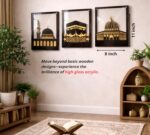 CraftsCy Islamic Mosque Wall Art Set of 3 | Kaaba, Masjid Al Haram & Al Aqsa Wall Decor | Acrylic Islamic Wall Hanging for Living Room, Prayer Room, Ramadan Gift | 11 x 8 Inches Panels - Image 3