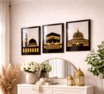 CraftsCy Islamic Mosque Wall Art Set of 3 | Kaaba, Masjid Al Haram & Al Aqsa Wall Decor | Acrylic Islamic Wall Hanging for Living Room, Prayer Room, Ramadan Gift | 11 x 8 Inches Panels - Image 4