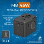 Orei 45Watt Universal Charger Adapter | 3X USBC 2XUSB A - 6-in-1 International Travel Adapter | Universal Travel Adapter Compatible 150+ Countries | Type C, A, G, I Compatible, Black - Image 6