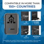 Orei 45Watt Universal Charger Adapter | 3X USBC 2XUSB A - 6-in-1 International Travel Adapter | Universal Travel Adapter Compatible 150+ Countries | Type C, A, G, I Compatible, Black - Image 8