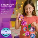 Chalk and Chuckles Flower Lights – DIY Foil Art Craft Kit for Girls 9–12, Create 3D Flowers with LED String Lights, Mess-Free Creative Activity & Glowing Room Decor, Birthday Gift for Kids Age 8+ - Image 3