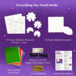 Chalk and Chuckles Flower Lights – DIY Foil Art Craft Kit for Girls 9–12, Create 3D Flowers with LED String Lights, Mess-Free Creative Activity & Glowing Room Decor, Birthday Gift for Kids Age 8+ - Image 6