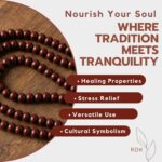 RDK® Handcrafted Original Red Sandalwood Mala Rosary Lal Chandan Jaapmala Wooden Knotted Japa Maala for Meditation Pooja Chanting Wearing Jewelry Prayer Beads - 108 Beads (8 MM) - Image 3