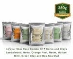Le'ayur Skincare Combo Of Multani Mitti, Rose Petal, Orange Peel, Neem, Sandalwood, French Green Clay, Dead Sea Clay Powders 50-50 Grams Each - Image 3