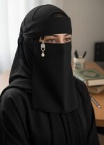 Women’s Lightweight Saudi Style Niqab – One-Layer Soft Islamic Face Cover - Image 3