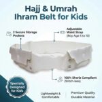 Kids (Bacche ka) Ihram Belt | Hajj Umrah | White PU Leather | Adjustable Waist Size 19–25 | 2 Pockets | Sharia Compliant | Al-Harmain - Image 6
