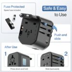 Ambrane Universal Travel Adapter,4 in 1 Fast Charging; 1 Type C (20W),2 USB (20W) & 1 AC Socket (880W) with 3 Removable Pins for EU,UK and USA/AUS and Other Countries for Modern Travel (ATA-01),Black - Image 7