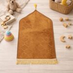 HADIYAH Kids Dome Design Premium Janamaz | Prayer Mat with Name Customisation Option | Soft Velvet Prayer Rug | Golden - Image 3