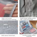 Document Organizer Bag, Multilayer Travel File Pocket File Folders Bag with Lock for Certificates & Document Safe Pouch Bag for Laptop, Passport, Home, Office (Grey) - Image 4