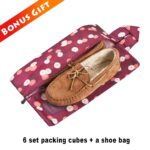 Travel Cubes,Mossio 7 Piece Compact Carry On Luggage Organizer Value Folders Travel Bag Wine Flower - Image 3