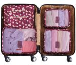 Travel Cubes,Mossio 7 Piece Compact Carry On Luggage Organizer Value Folders Travel Bag Wine Flower - Image 4