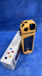 H2O flow bottle, Rectangle Water Bottle, Unbreakable Plastic, Double-Walled Locking Lid, Leakproof with Straw, (Deep Saffron) - Image 4