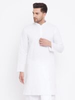 VASTRAMAY Men's White Cotton Kurta | Classic White Cotton Kurta | Ethnic Wear for Festivals, Weddings - Image 3
