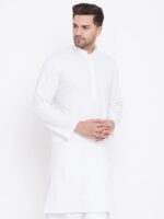 VASTRAMAY Men's White Cotton Kurta | Classic White Cotton Kurta | Ethnic Wear for Festivals, Weddings - Image 4