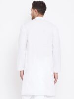 VASTRAMAY Men's White Cotton Kurta | Classic White Cotton Kurta | Ethnic Wear for Festivals, Weddings - Image 5