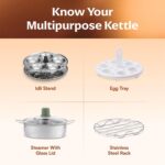 Cookwell Multipurpose Cook Kettle With 1.5L Nonstick Inner Pot, Stainless Steel Mess, Idli Stand, Stainless Steel Steamer, Egg Tray (600W) - Image 4