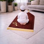 HADIYAH Kids Dome Design Premium Janamaz | Prayer Mat with Name Customisation Option | Soft Velvet Prayer Rug | Brown - Image 6