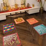 Anti-Slip Plastic Aasan Chatai Mat 4 Pcs Square Shape Durable Sitting Mat for Pooja Prayer Yoga Meditation Mat Easy to Carry Travel Mat Multicolor Pack of 4 - Image 3