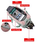 Storite Nylon 46Cm Travel Duffle Bag for Women with Dry and Wet Separate Pocket, Lightweight Backpack with Shoe Compartment Carry Luggage Bag for Men & Women (GreenPink, 46x23x25 cm) - Image 5