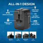 Orei Universal Charger Adapter with Type C - 3 in 1 International Travel Adapter - Universal Travel Adapter All in one with 1 USB-A, 1 USB-C (2.4A Each) and Universal Output Socket - 10 Year Warranty - Image 4